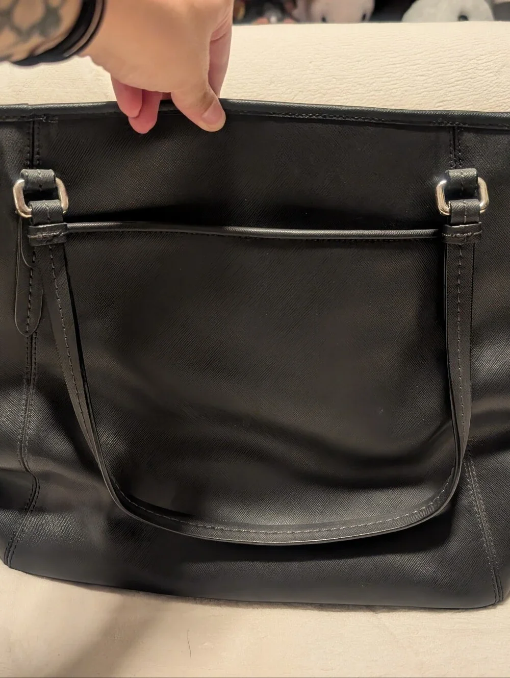 Genuine COACH Classic Black Leather Tote Bag